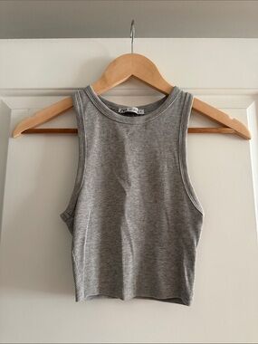 Zara Light Gray Ribbed Cropped Tank